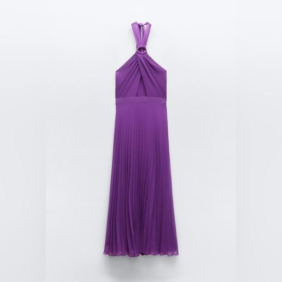 Zara NWT Purple Backless Halter Maxi Dress SZ XL - Picture 1 of 3